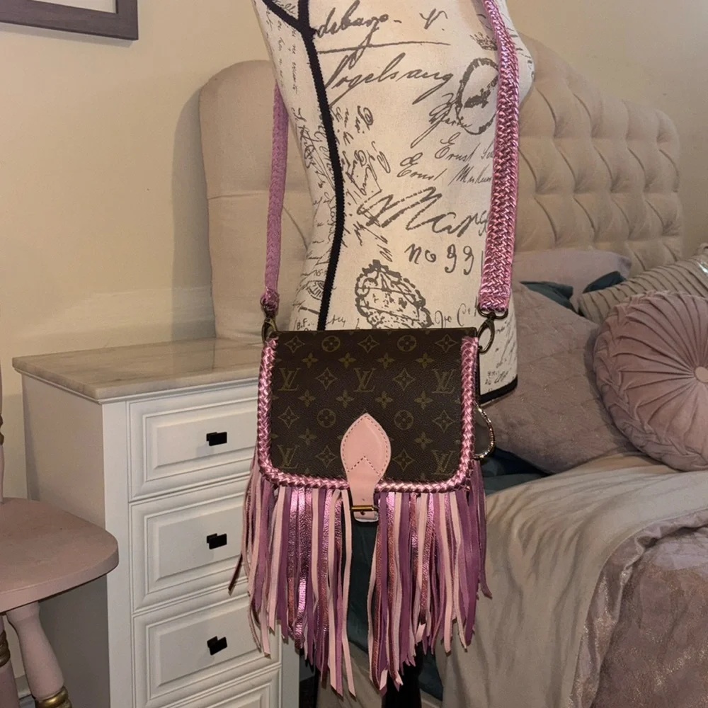 SOLD Vintage Boho Gorgeous Recycled LV Bag - Picture 2 of 11